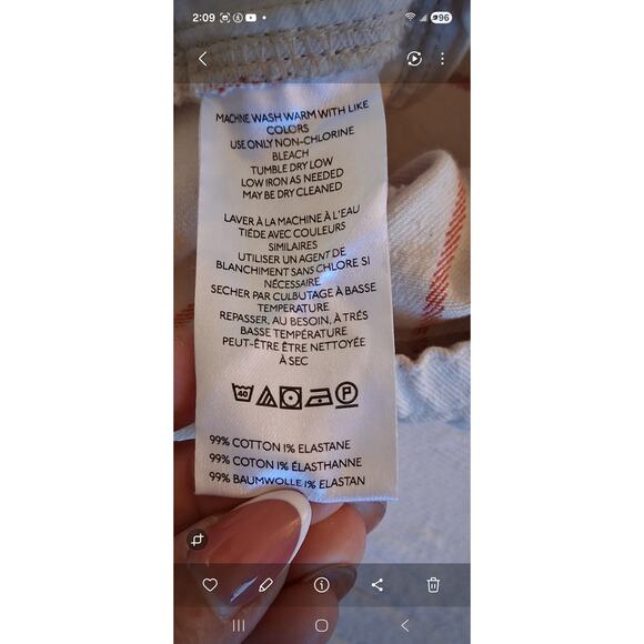 Anthropologie Pilcro The Izzie Barrel Pull on Pants Stripped Embroidery Women-M - Picture 9 of 10